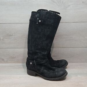 Ugg Australia Women's Jillian 3051 Black Suede Sheepskin Moto Boots Shoes Sz 9